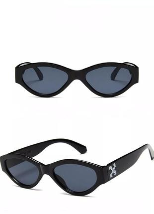 Черные очки солнцезащитные геометрия узкие тренд ретро окуляри сонцезахисні чорні2 фото