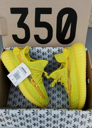 Adidas yeezy boost 350 reflective кроссовки женские желтые3 фото