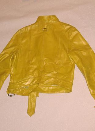 Кожаная куртка лимонного цвета,р-р s4 фото