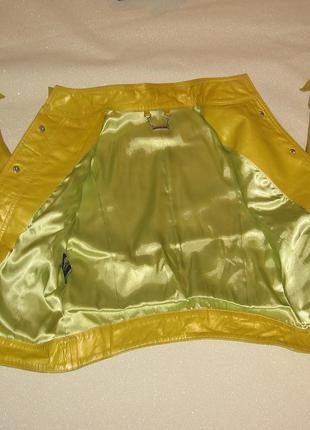 Кожаная куртка лимонного цвета,р-р s5 фото