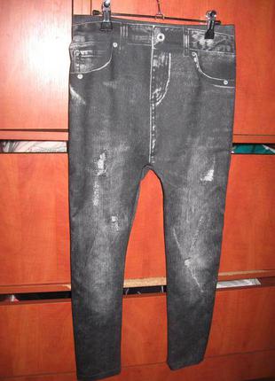 Лосины принт под джинсы серые2 фото