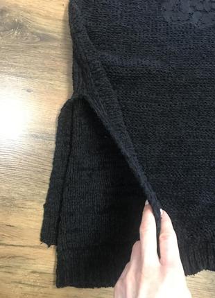 Красивый чёрный свитер на одно плечо4 фото