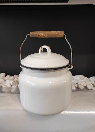 Бидон, бидончик эмалированный, литровый. ссср