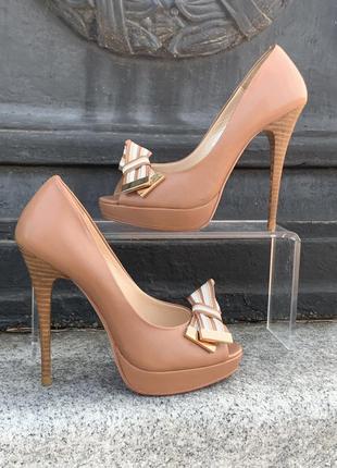 Туфли женские, натуральная кожа, коричневый цвет