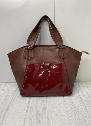 Кожаная сумка коричневая с красным nannini1 фото