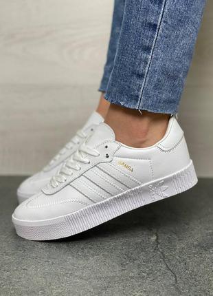 Женские кроссовки adidas originals sambarose w all white10 фото