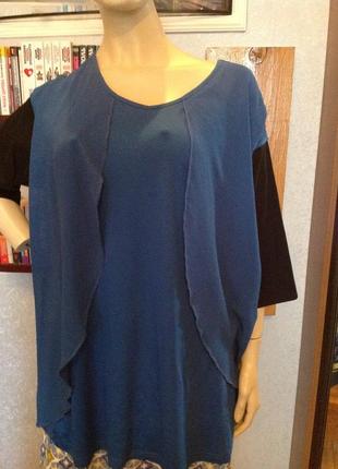 Натуральная, интересная блуза с драпировкой бренда laura torelli, р. 56-60