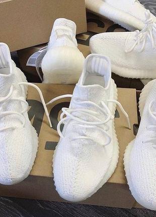 Adidas yeezy boost 350  premium white, кроссовки белые адидас изи буст 350