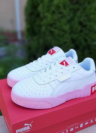 Женские кроссовки puma cali белые с розовым6 фото