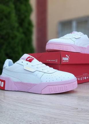 Женские кроссовки puma cali белые с розовым2 фото