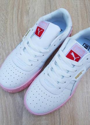 Женские кроссовки puma cali белые с розовым7 фото