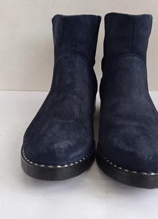 Замшевые зимние ботинки челси, цвет синий,  размер 39-25,5 см9 фото