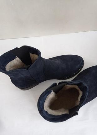 Замшевые зимние ботинки челси, цвет синий,  размер 39-25,5 см6 фото