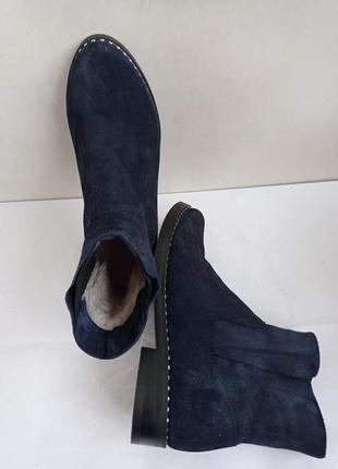 Замшевые зимние ботинки челси, цвет синий,  размер 39-25,5 см5 фото
