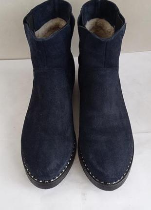 Замшевые зимние ботинки челси, цвет синий,  размер 39-25,5 см7 фото