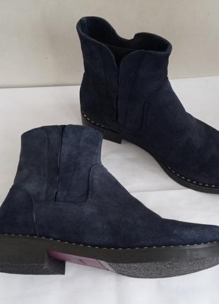 Замшевые зимние ботинки челси, цвет синий,  размер 39-25,5 см3 фото