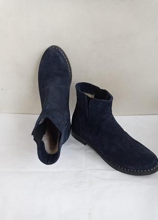 Замшевые зимние ботинки челси, цвет синий,  размер 39-25,5 см