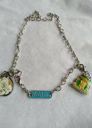 Webkinz. ланцюжок, чокер в срібному кольорі.з двома шармами, підвісками2 фото