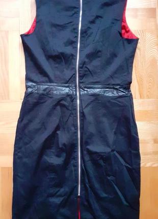 Стильное платье футляр м с кожаными вставками5 фото