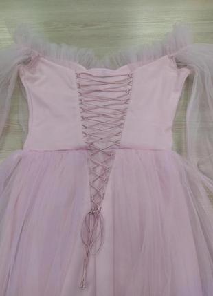 Шикарное воздушное розовое платье3 фото