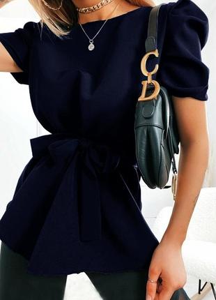 Стильна блуза з короткими рукавами ліхтарик , 4 кольори