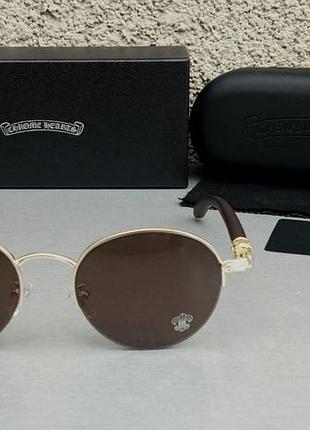Chrome hearts окуляри унісекс сонцезахисні коричневі округлої форми дужки дерево