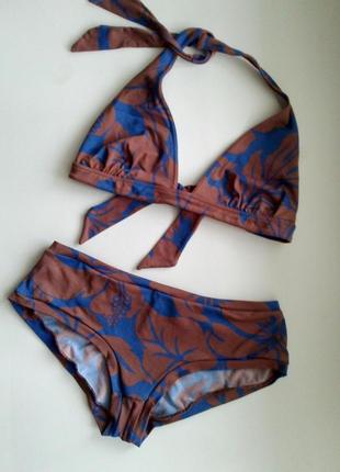 36-38р. шоколадный мягкий купальник-халтер topshop