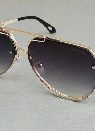 Maybach очки капли мужские солнцезащитные темно серые в золоте1 фото
