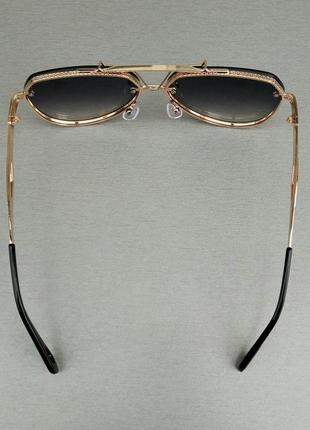 Maybach очки капли мужские солнцезащитные темно серые в золоте4 фото