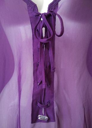 Эффектная пляжная тёмно-фиолетовая туника tcm на шнуровке/сетка4 фото