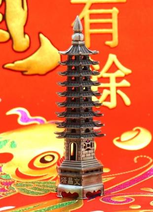 Статуэтка пагода силумин в сером цвете1 фото