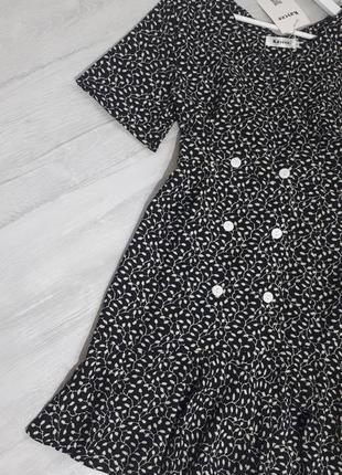 Сукня у вінтажному стилі на гудзиках. з квітковим принтом. чорно-біле плаття.сарафан8 фото