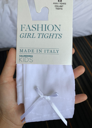 Качественные итальянские детские тюлевые белые колготки calzedonia intreccio+fiocco bianco
