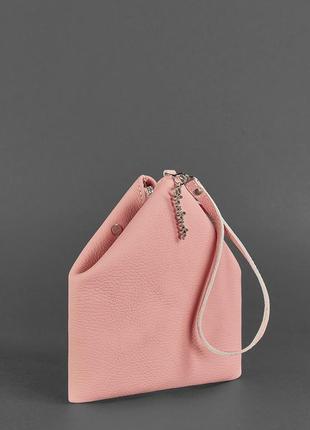 Шкіряна жіноча сумка-косметичка піраміда рожева8 фото