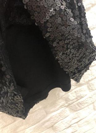 Платье чёрное в пайетки вечернее5 фото