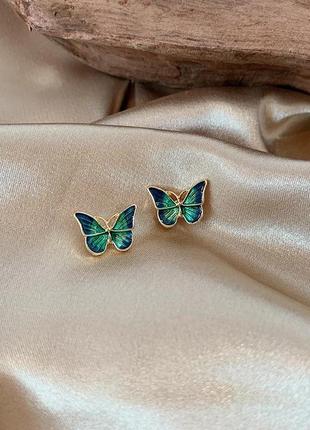 Серьги бабочки милые нежные сережки гвоздики2 фото