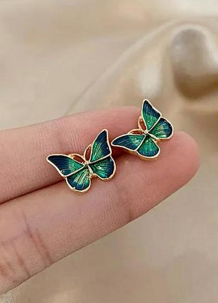 Серьги бабочки милые нежные сережки гвоздики