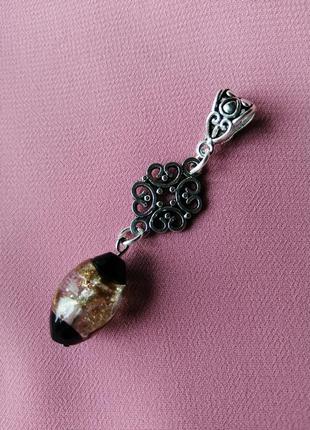 Подвеска длинная, кулон из муранского стекла