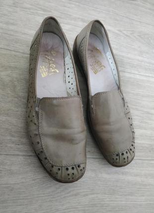 Кожаные туфли,мокасины rieker р.41 кожа5 фото