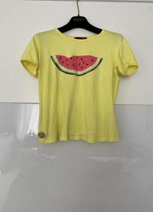 Стильная желтая футболка just cavalli  s -m оригинал!!!
