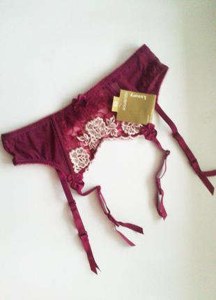 40-42р. бордовый пояс для чулок agent provocateur, франция