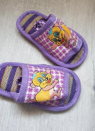 Тапочки на резинке р.14/15, голубой, сиреневый