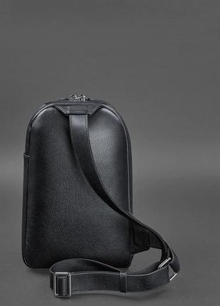 Шкіряний чоловічий рюкзак (сумка-слінг) на одне плече chest bag синій6 фото