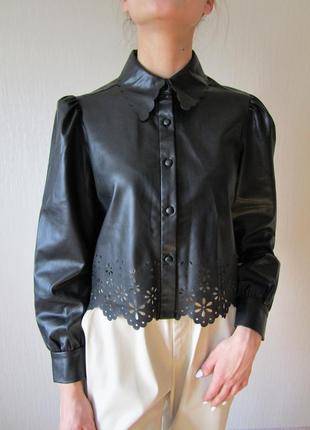Жакет куртка рубашка кожа с перфорацией размер s/ м zara оригинал свежая коллекция7 фото
