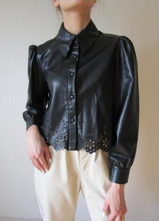 Жакет куртка сорочка шкіра з перфорацією розмір s/ м zara оригінал свіжа колекція1 фото