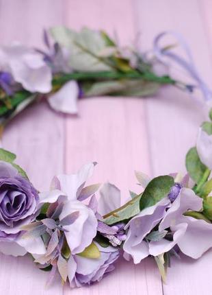 Вінок вінок з квітами фіолетовий2 фото