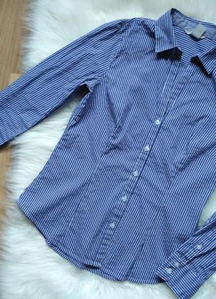 2 вещи по цене 1. белая приталенная блуза в синюю полоску h&m. размер s3 фото