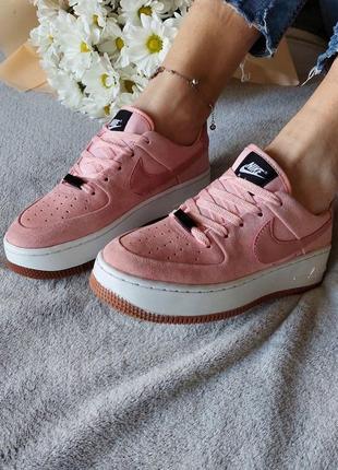 Nike air force pink sage женские замшевые кроссовки найк в розовом цвете3 фото