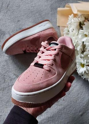 Nike air force pink sage женские замшевые кроссовки найк в розовом цвете7 фото