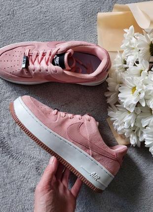Nike air force pink sage женские замшевые кроссовки найк в розовом цвете6 фото